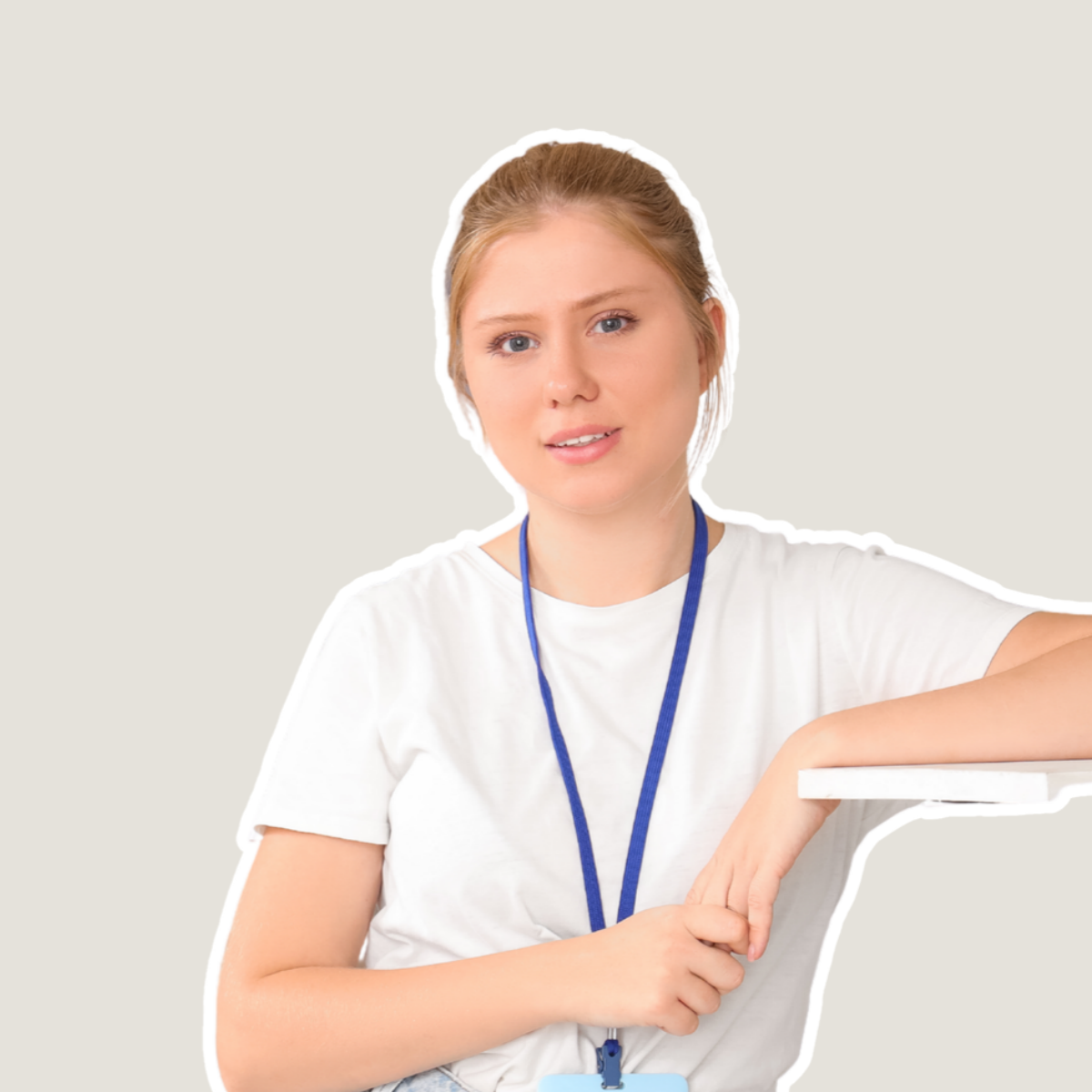 Professional in wit shirt aan het werk